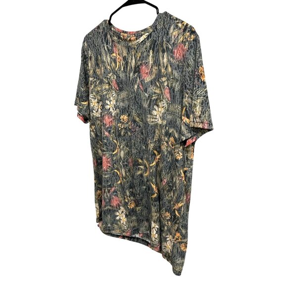 Fusione Floral Print Short-Sleeve Burnout Top Size Large - Picture 3 of 10